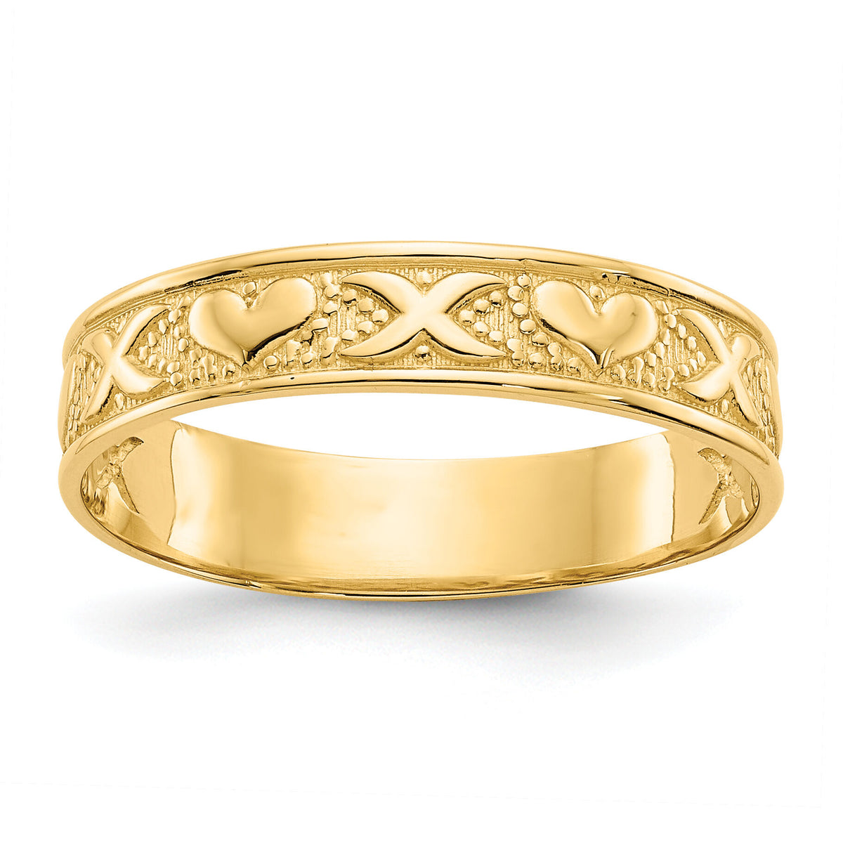 14K Polished X and Hearts Ring-K4578