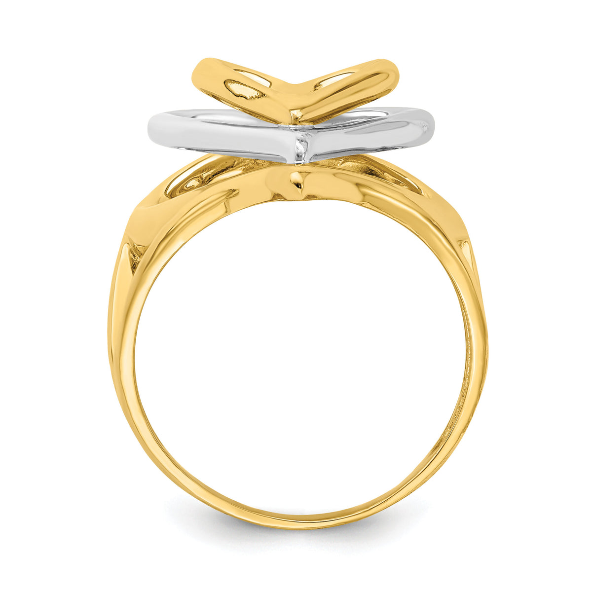 14K Two-tone Triple Stacked Heart Ring-K4579