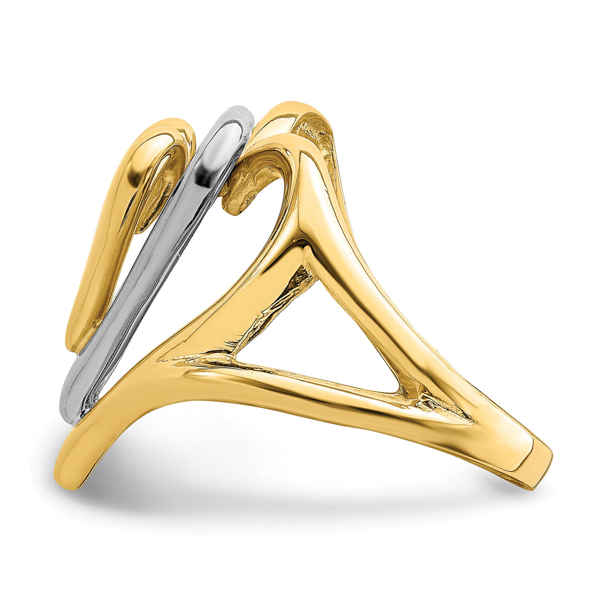 14K Two-tone Triple Stacked Heart Ring-K4579