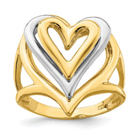 14K Two-tone Triple Stacked Heart Ring-K4579