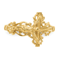14K Diamond-cut Crucifix Ring-K4584