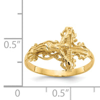 14K Diamond-cut Crucifix Ring-K4584