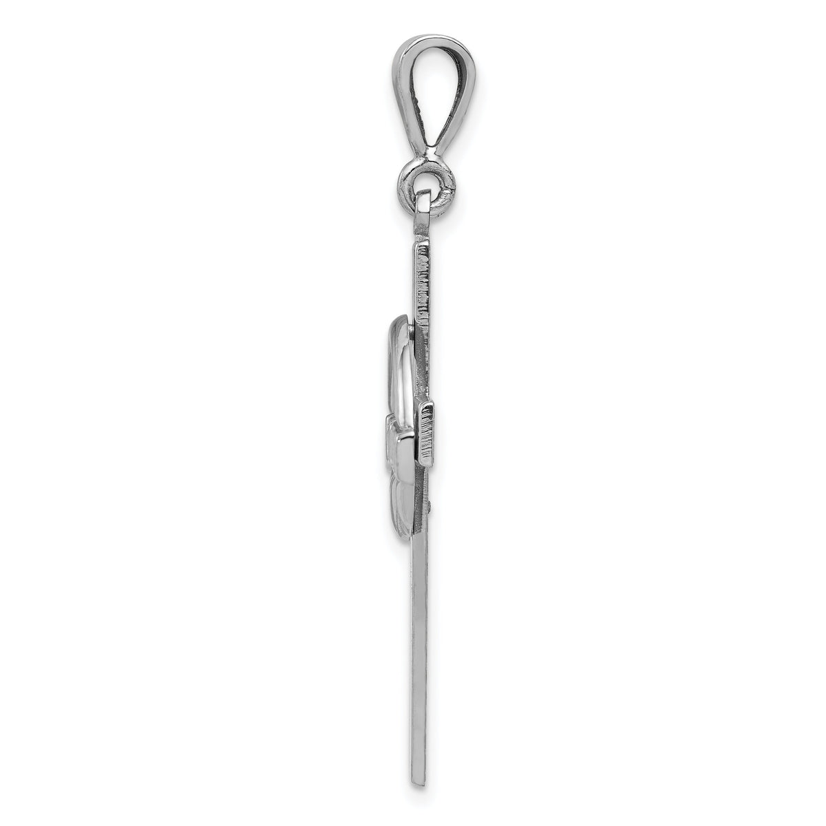 14k White Gold Claddagh Cross Pendant-K459