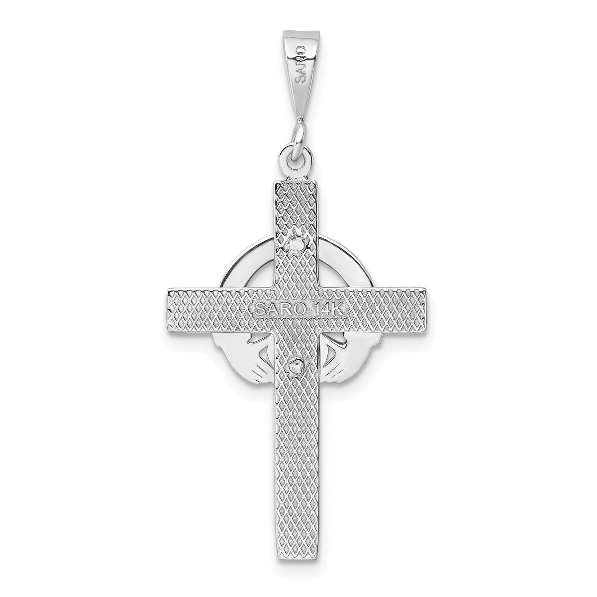 14k White Gold Claddagh Cross Pendant-K459