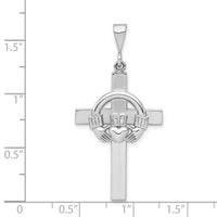 14k White Gold Claddagh Cross Pendant-K459