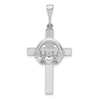 14k White Gold Claddagh Cross Pendant-K459