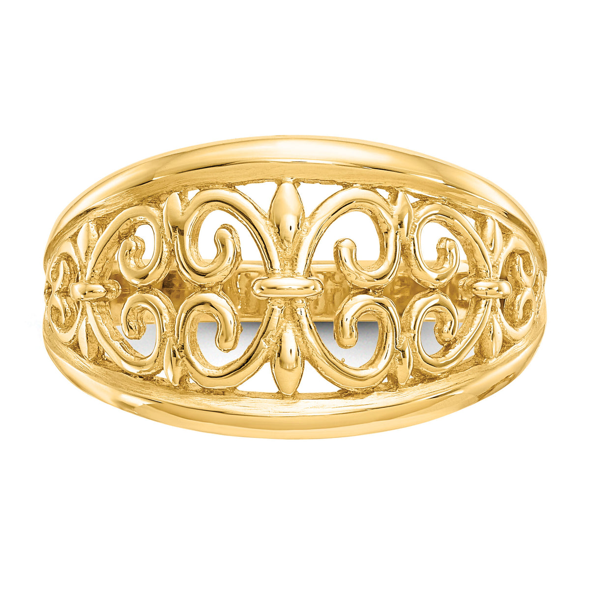 14K Fleur-De-Lis Tapered Ring-K4606