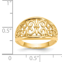 14K Fleur-De-Lis Tapered Ring-K4606