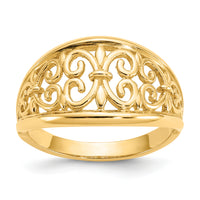 14K Fleur-De-Lis Tapered Ring-K4606