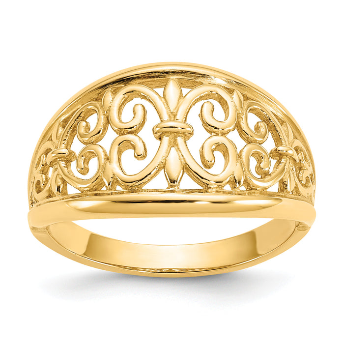 14K Fleur-De-Lis Tapered Ring-K4606