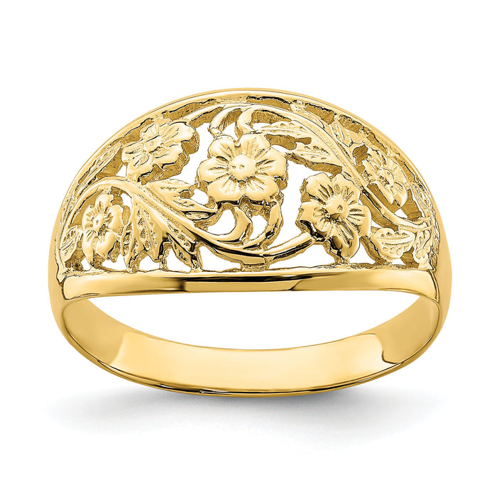 14K Floral Dome Ring-K4607