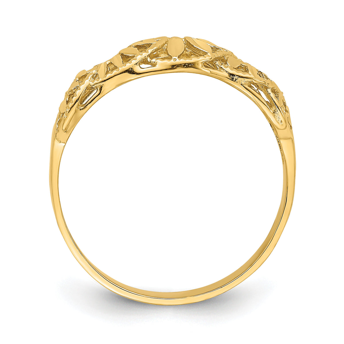 14K Diamond-cut Cut-Out Vine and Leaf Design Dome Ring-K4610