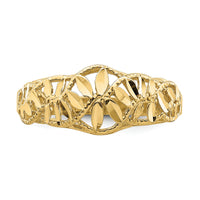 14K Diamond-cut Cut-Out Vine and Leaf Design Dome Ring-K4610