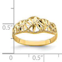 14K Diamond-cut Cut-Out Vine and Leaf Design Dome Ring-K4610