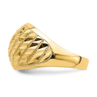 14K Diamond-cut Lattice Pattern Dome Ring-K4611