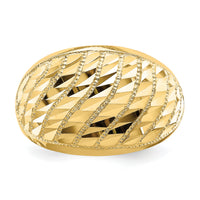 14K Diamond-cut Lattice Pattern Dome Ring-K4611