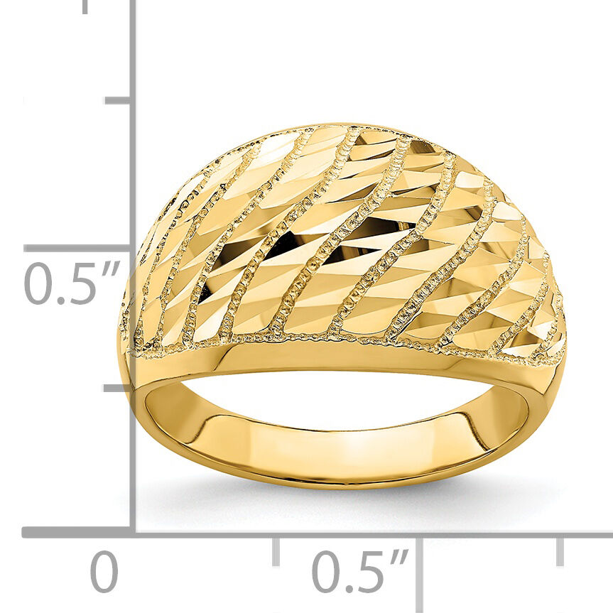 14K Diamond-cut Lattice Pattern Dome Ring-K4611