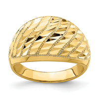 14K Diamond-cut Lattice Pattern Dome Ring-K4611