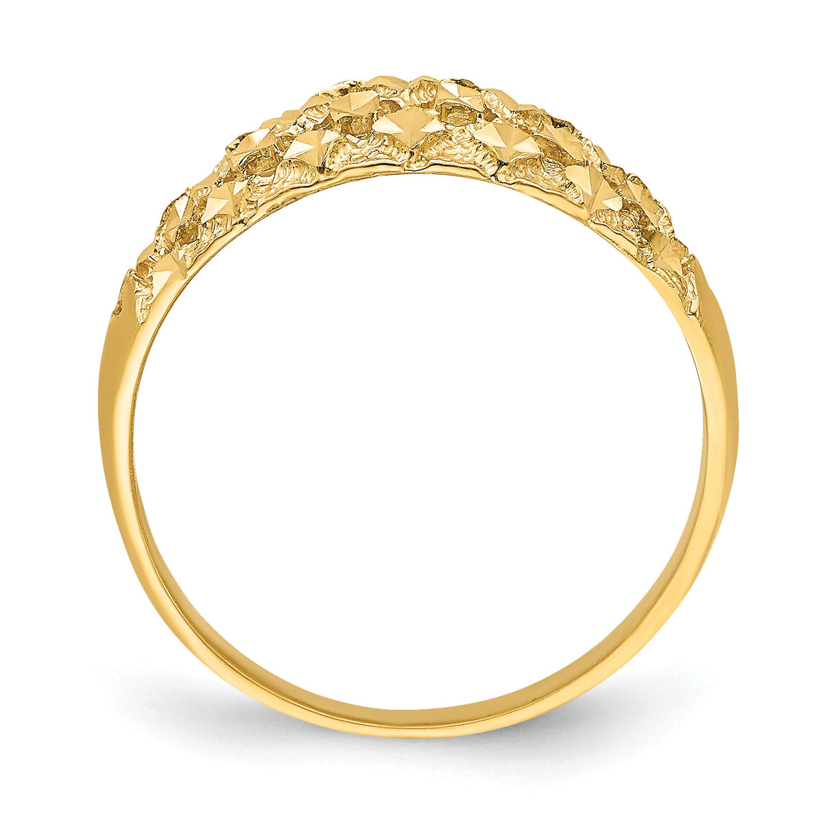 14K Diamond-cut Mini Diamond Pattern Dome Ring-K4612