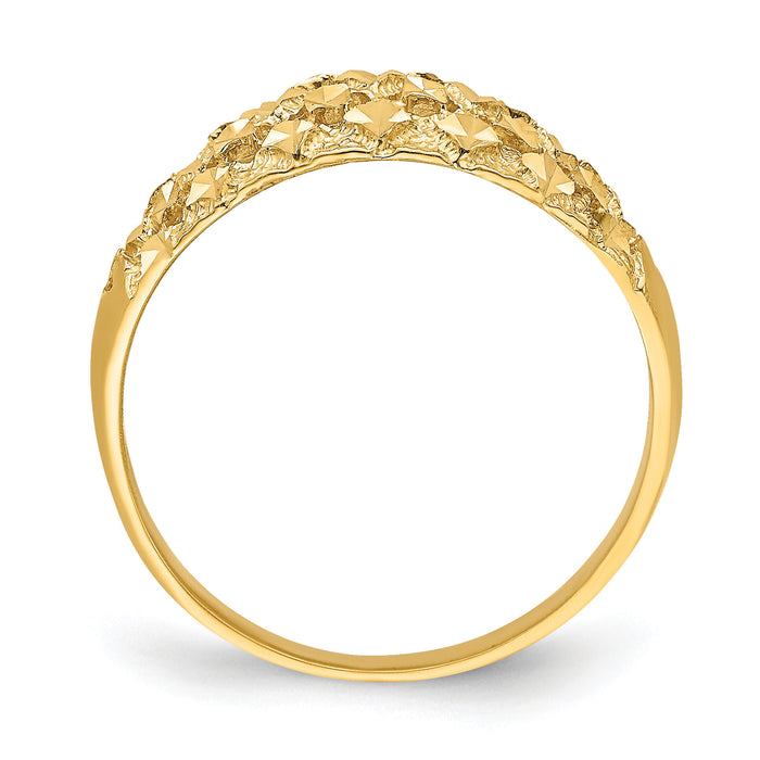 14K Diamond-cut Mini Diamond Pattern Dome Ring-K4612
