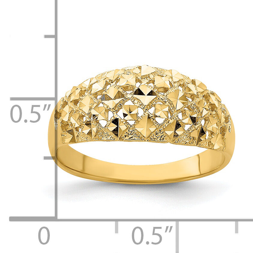 14K Diamond-cut Mini Diamond Pattern Dome Ring-K4612