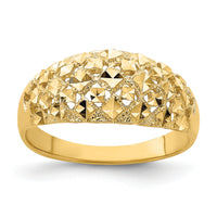 14K Diamond-cut Mini Diamond Pattern Dome Ring-K4612