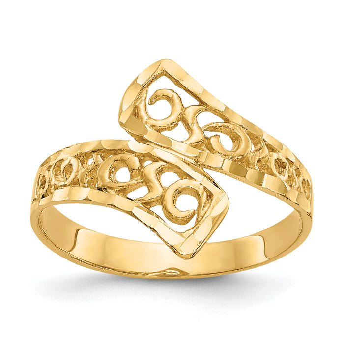 14K By-pass Lace Diamond-cut Ring-K4617