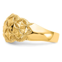 14K Diamond-cut Scalloped Edge Pattern Dome Ring-K4620