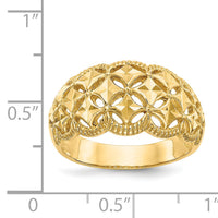 14K Diamond-cut Scalloped Edge Pattern Dome Ring-K4620