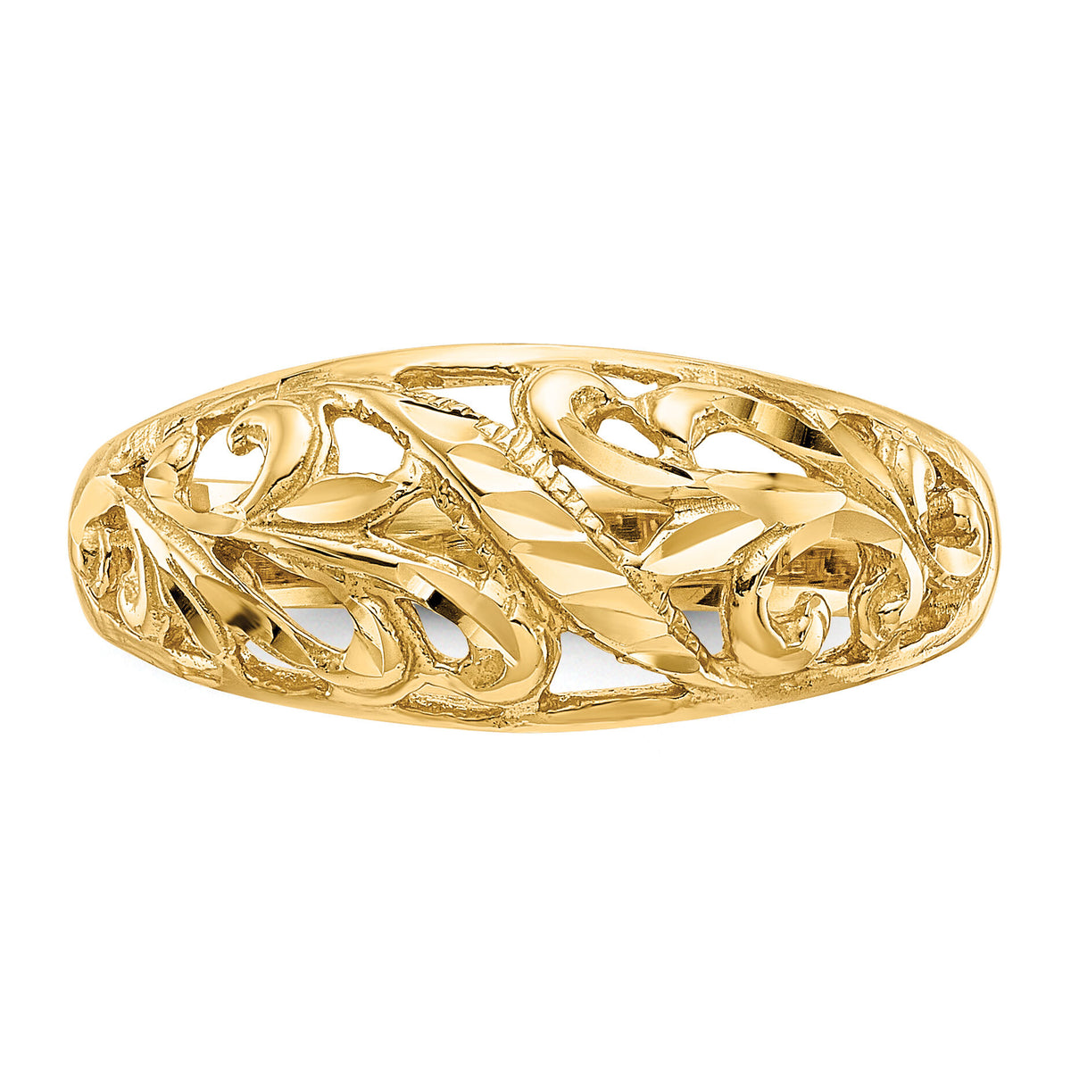 14K Paisley Diamond-cut Design Dome Ring-K4624