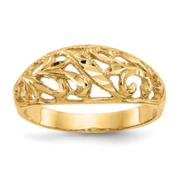 14K Paisley Diamond-cut Design Dome Ring-K4624