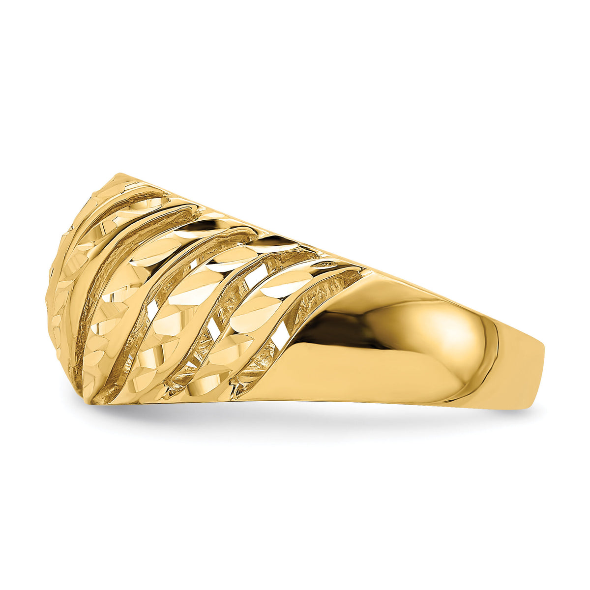 14K Open Slash Diamond-cut Dome Ring-K4626