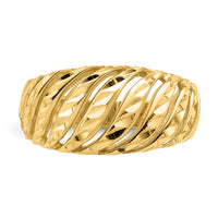 14K Open Slash Diamond-cut Dome Ring-K4626