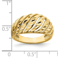 14K Open Slash Diamond-cut Dome Ring-K4626