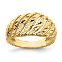 14K Open Slash Diamond-cut Dome Ring-K4626