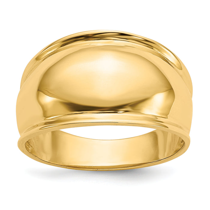 14K Ridge-edged Dome Ring-K4631