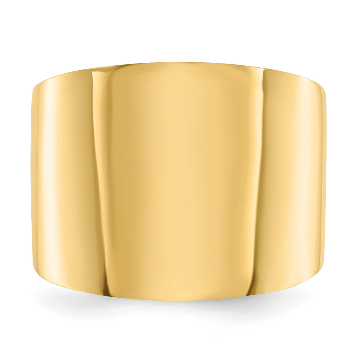 14K 15mm Flat-top Tapered Cigar Band Ring-K4632