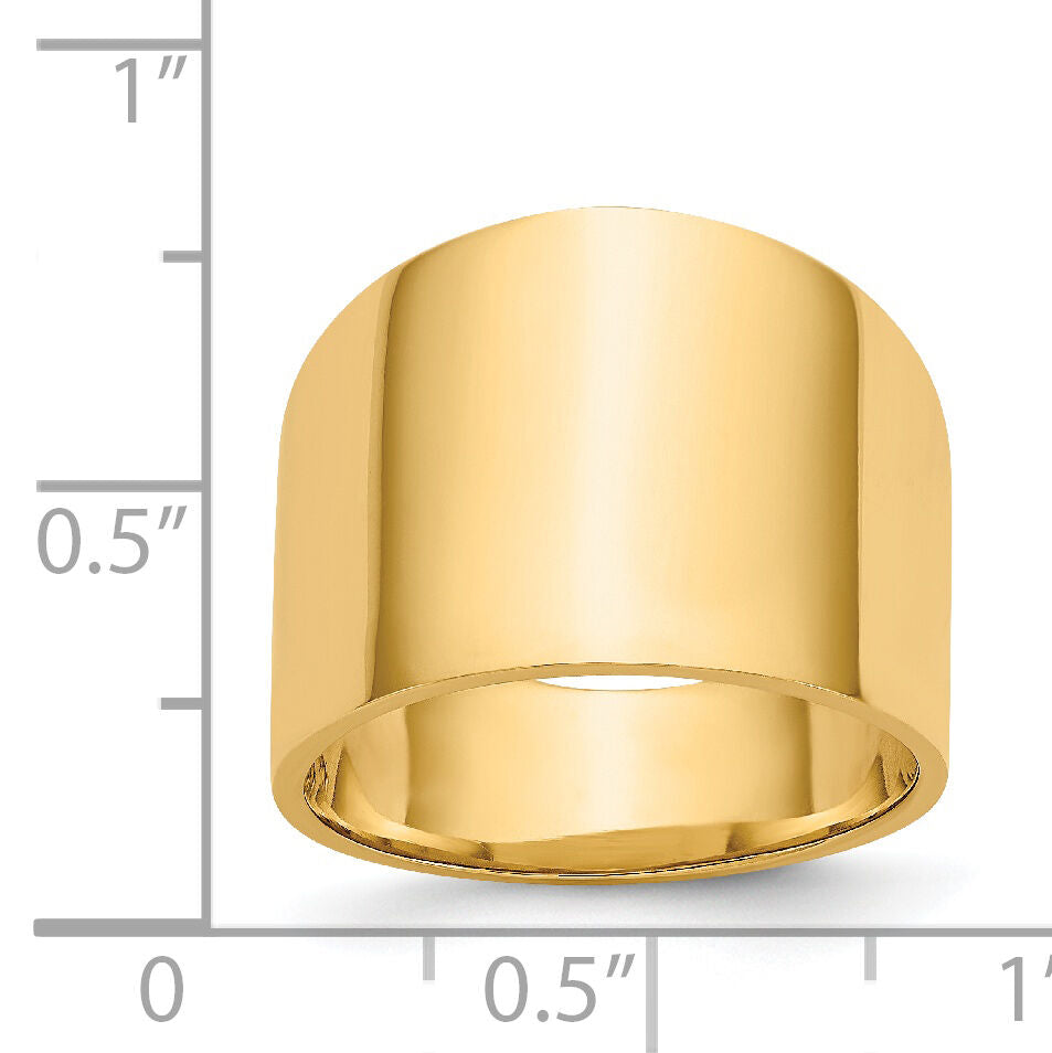 14K 15mm Flat-top Tapered Cigar Band Ring-K4632