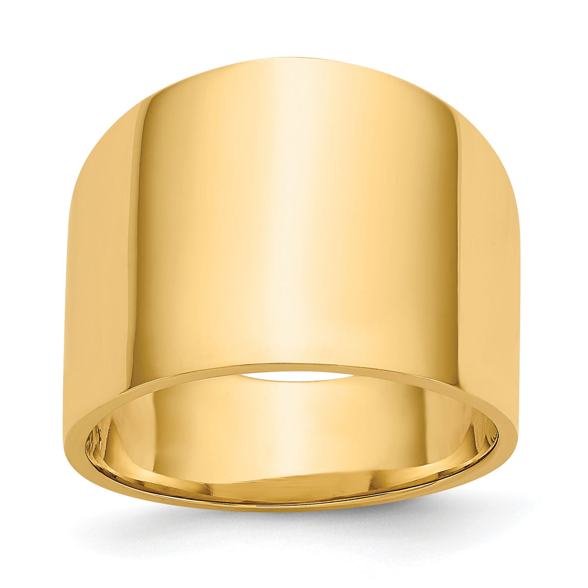 14K 15mm Flat-top Tapered Cigar Band Ring-K4632