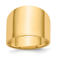 14K 15mm Flat-top Tapered Cigar Band Ring-K4632