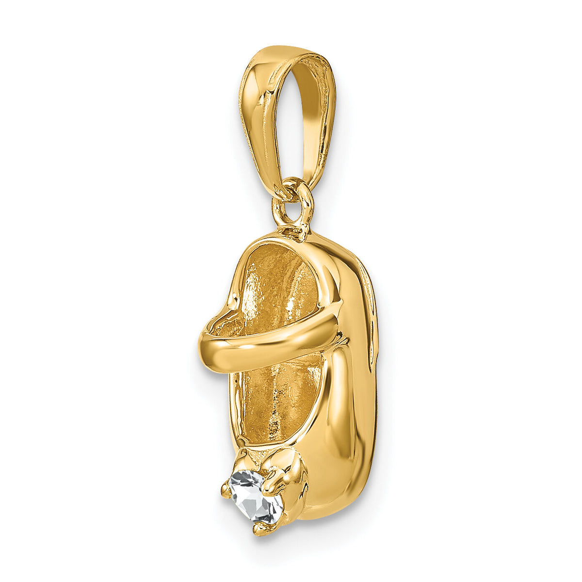 14k 3-D April/Synthetic Stone Engraveable Baby Shoe Charm-K4652APR