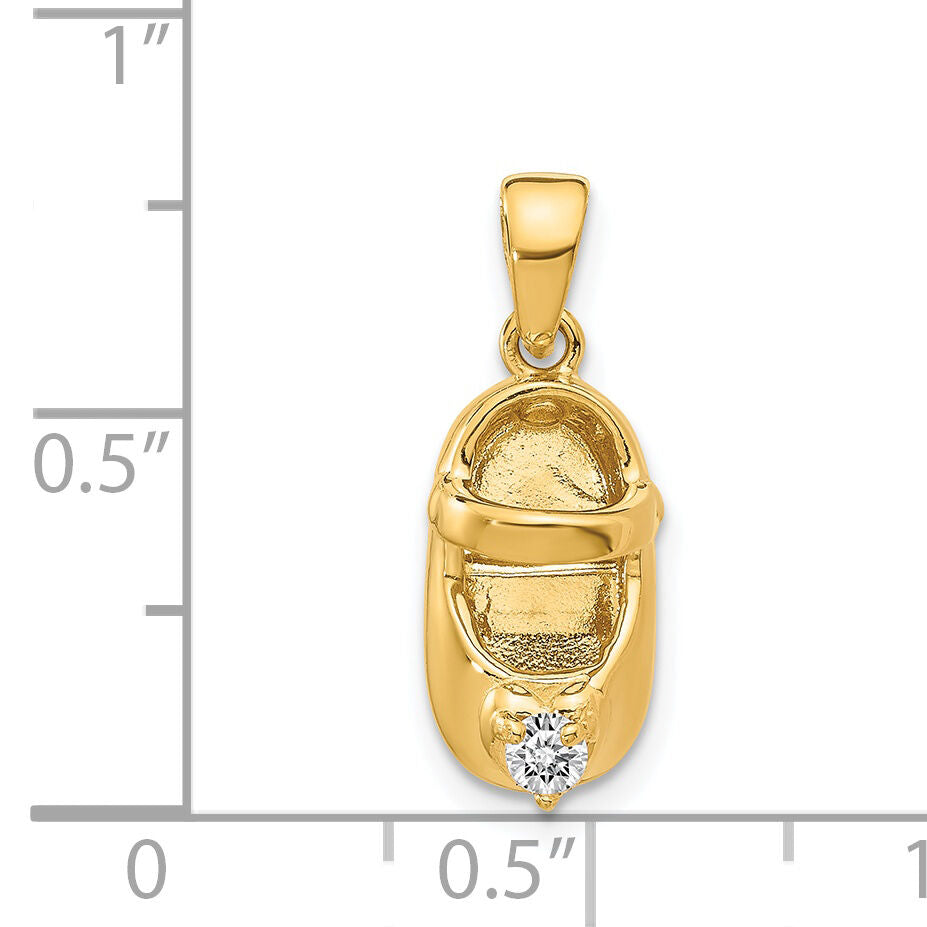 14k 3-D April/Synthetic Stone Engraveable Baby Shoe Charm-K4652APR