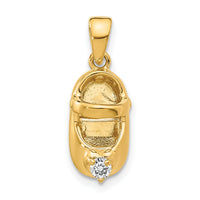 14k 3-D April/Synthetic Stone Engraveable Baby Shoe Charm-K4652APR