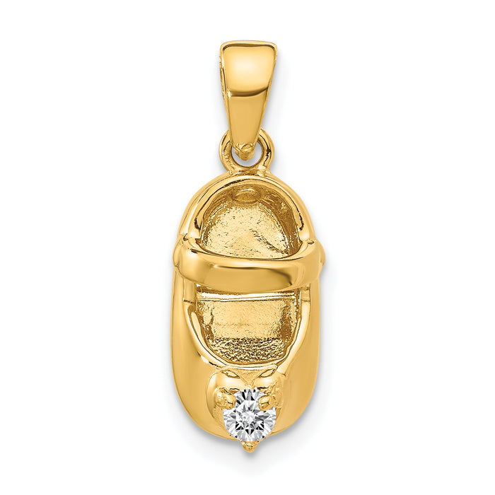 14k 3-D April/Synthetic Stone Engraveable Baby Shoe Charm-K4652APR