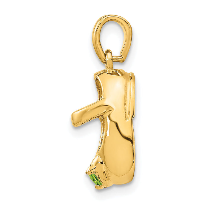 14k 3-D August/Synthetic Stone Engraveable Baby Shoe Charm-K4652AUG