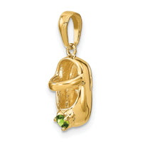 14k 3-D August/Synthetic Stone Engraveable Baby Shoe Charm-K4652AUG