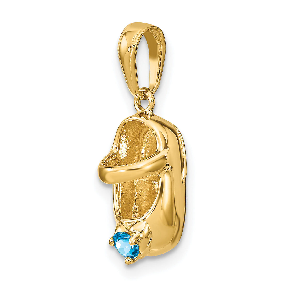 14k 3-D December/Synthetic Stone Engraveable Baby Shoe Charm-K4652DEC