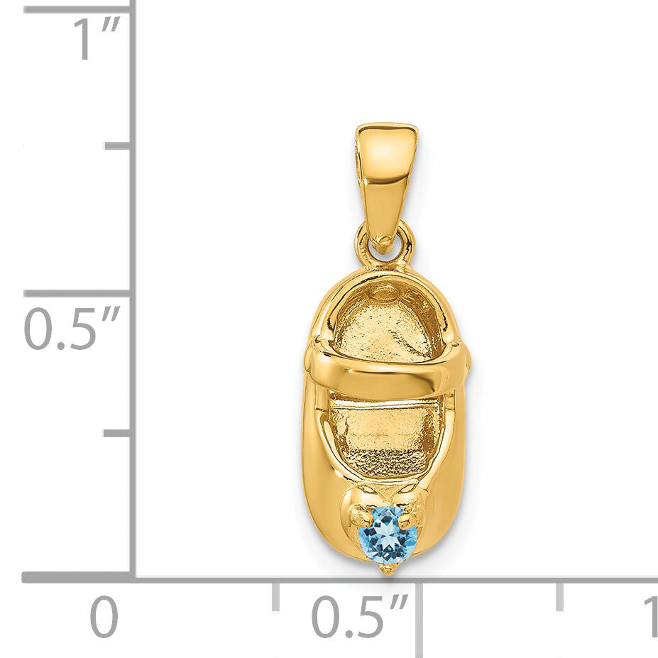 14k 3-D December/Synthetic Stone Engraveable Baby Shoe Charm-K4652DEC