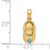 14k 3-D December/Synthetic Stone Engraveable Baby Shoe Charm-K4652DEC