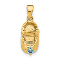 14k 3-D December/Synthetic Stone Engraveable Baby Shoe Charm-K4652DEC